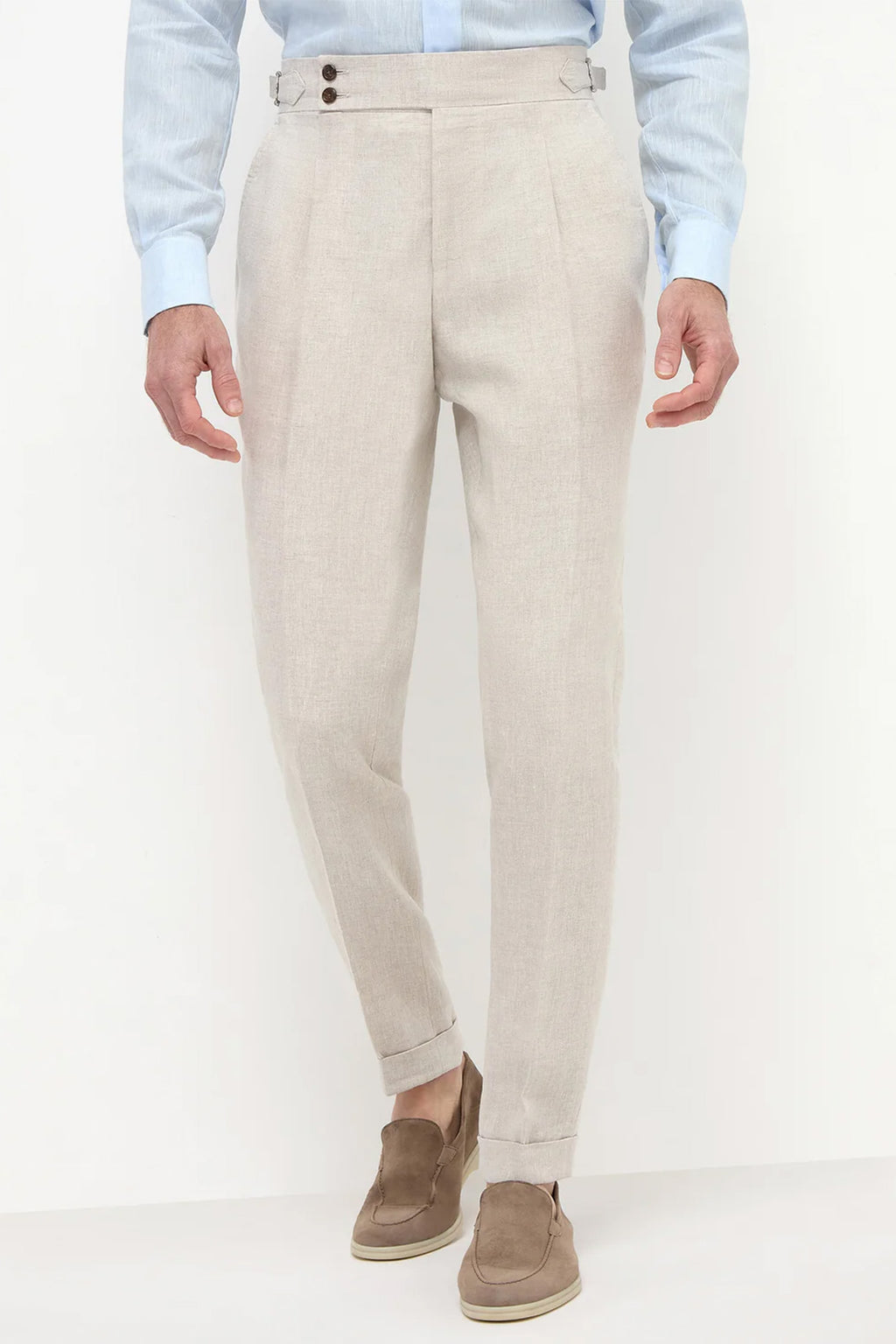PINI PARMA | 1 Pleat Linen Soragna Trousers | Neutral