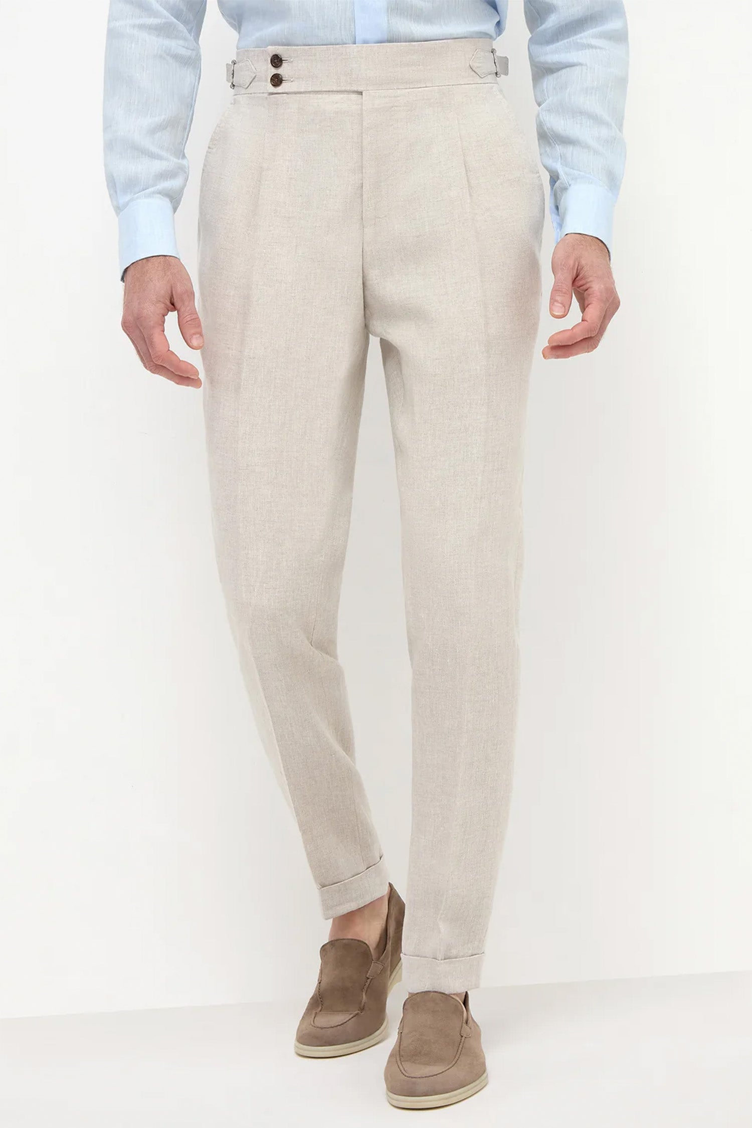 PINI PARMA | 1 Pleat Linen Soragna Trousers | Neutral