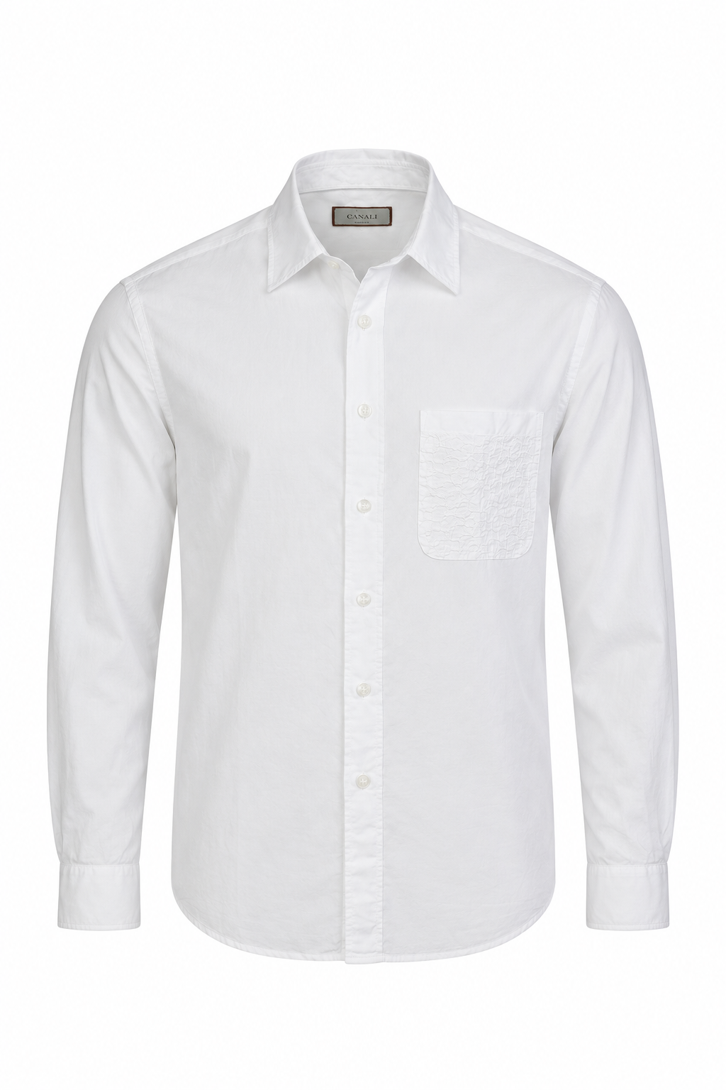CANALI | Shirt With Embroidered Pocket | White