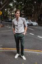 MITCHELL OGILVIE TAILORING | 1 Pleat Trousers With Tabs | Forest