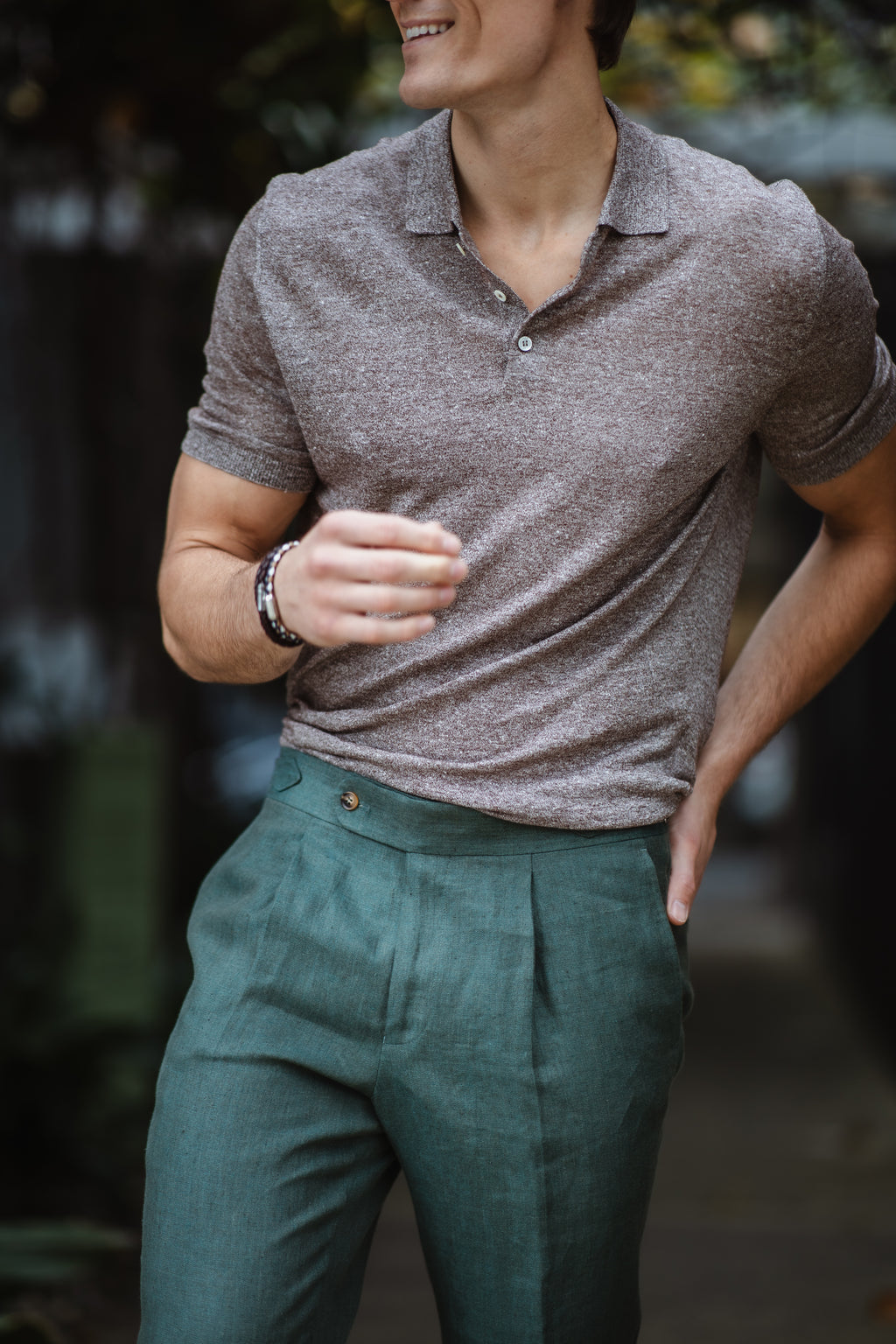 MITCHELL OGILVIE TAILORING | 1 Pleat Trousers With Tabs | Forest