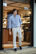 MITCHELL OGILVIE TAILORING | 1 Pleat Linen Trousers With Tabs | Beige
