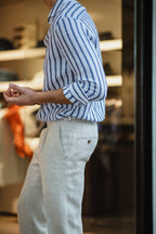 MITCHELL OGILVIE TAILORING | 1 Pleat Linen Trousers With Tabs | Beige