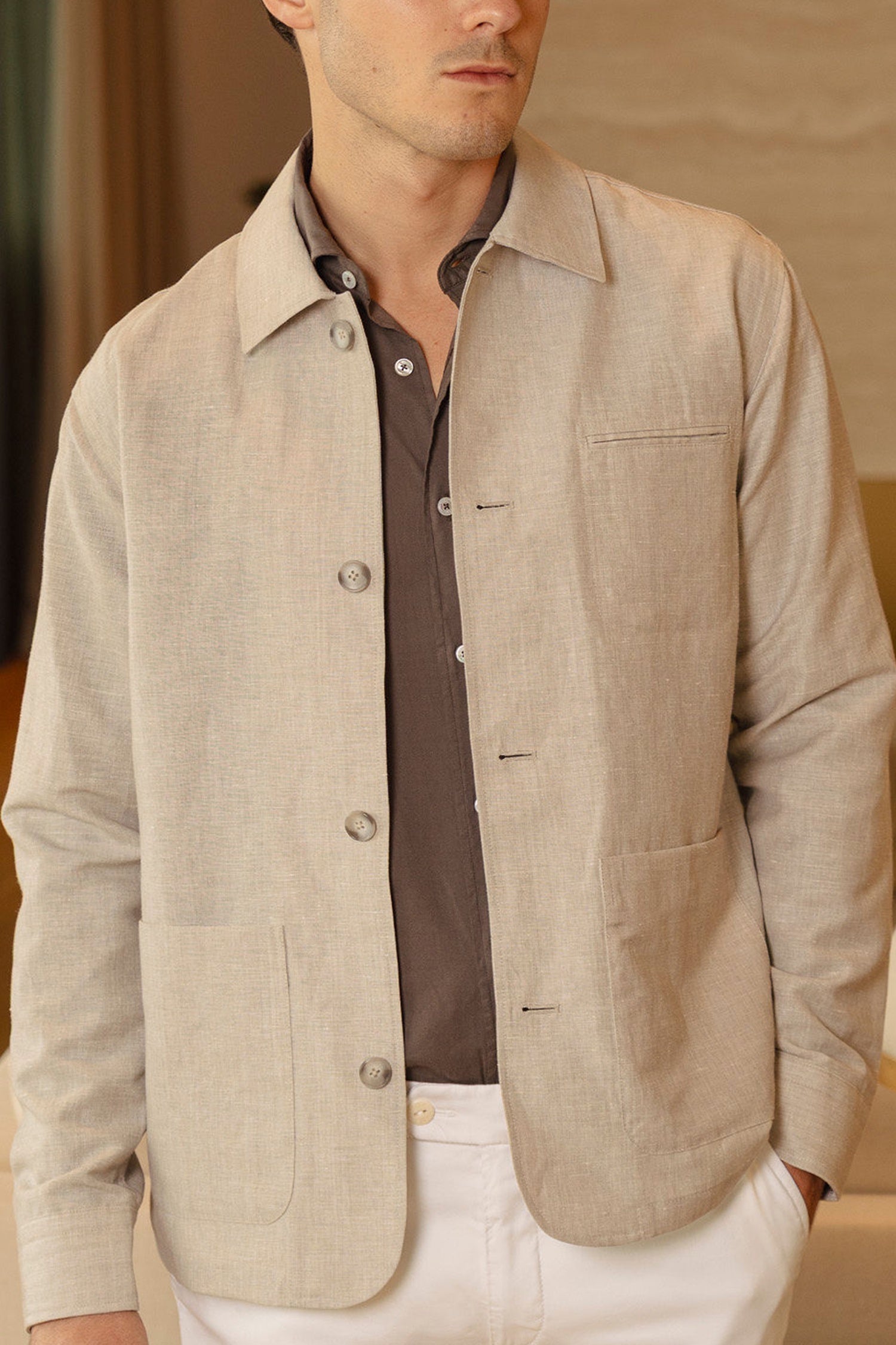 ETON | Overshirt With Patch Pockets | Beige