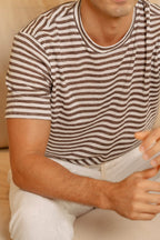 FEDELI | Striped T-shirt | Chocolate & White