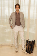FEDELI | Zip Neck Polo | Chocolate