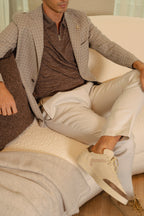 FEDELI | Zip Neck Polo | Chocolate