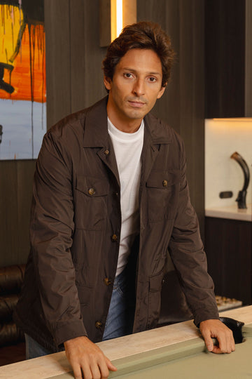 CANALI Chocolate Poly Safari Jacket