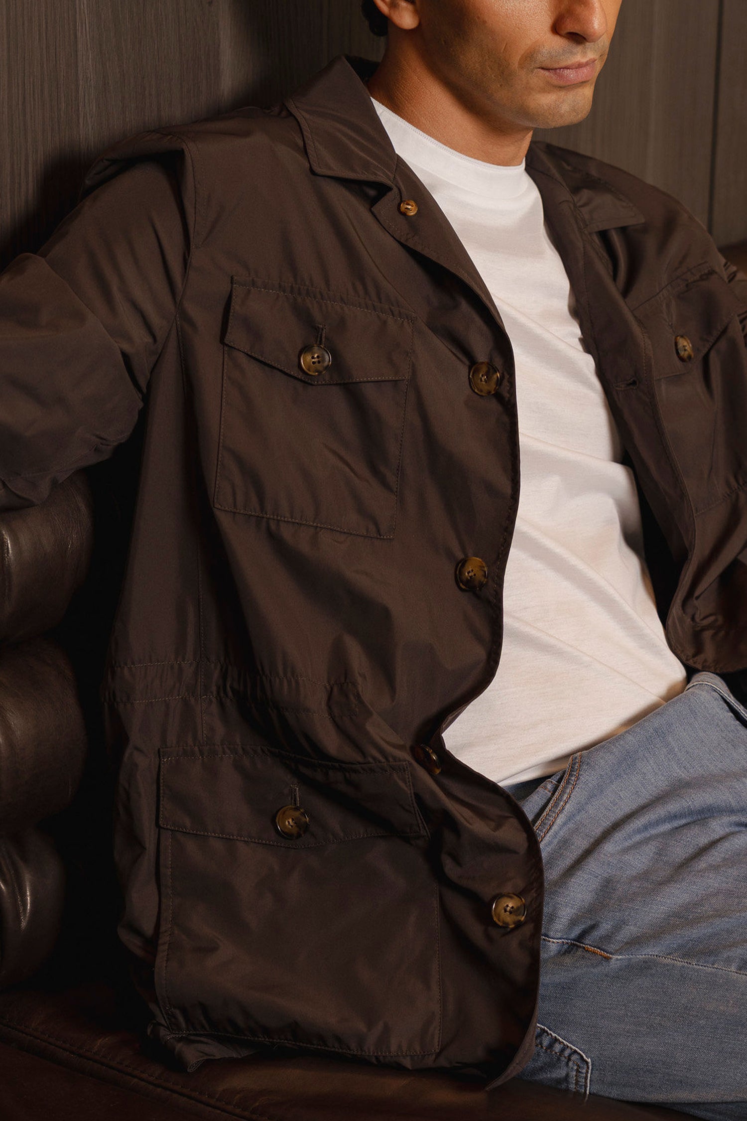 CANALI | Poly Safari Jacket | Chocolate