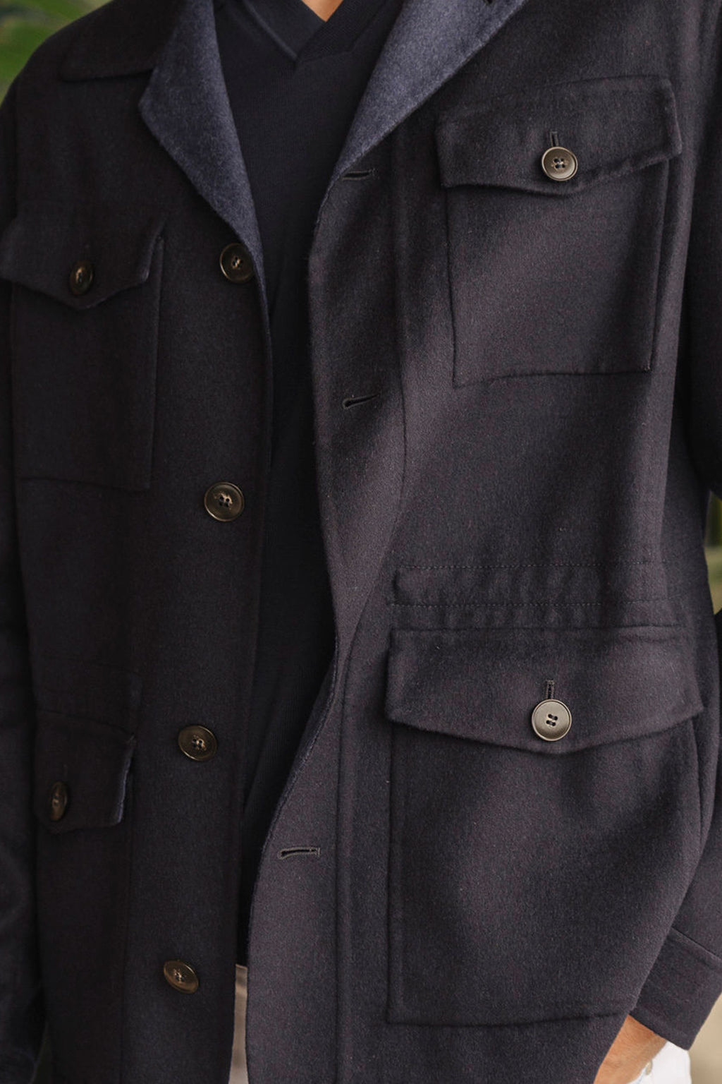 CANALI | Wool Safari Coat | Navy
