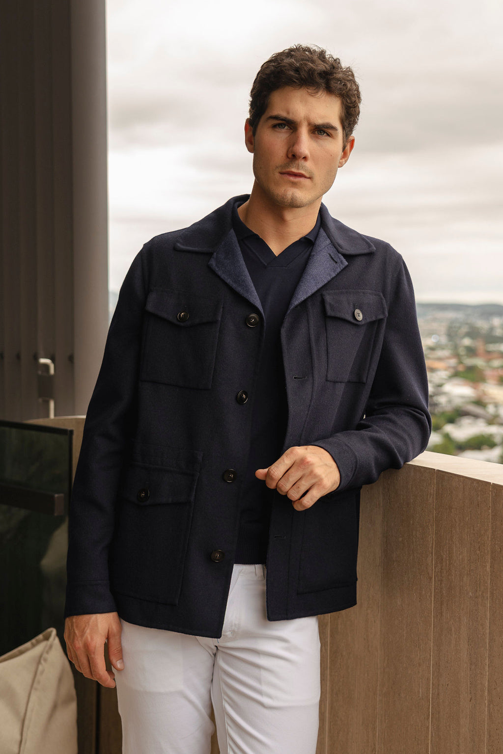 CANALI | Wool Safari Coat | Navy