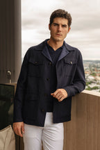 CANALI | Wool Safari Coat | Navy