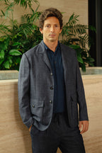 CANALI | Wool-Silk Knitted Polo | Dark Blue