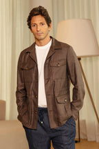 CANALI | Herringbone Safari Jacket | Chocolate