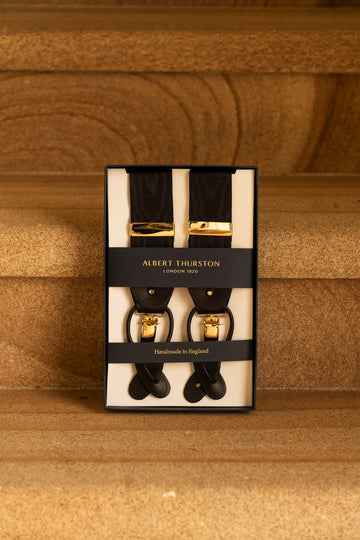 ALBERT THURSTON Black Moire 2-in-1 Braces Gold