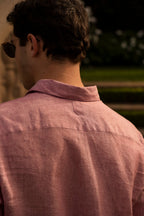 CANALI | Linen Shirt With Placket | Dark Pink