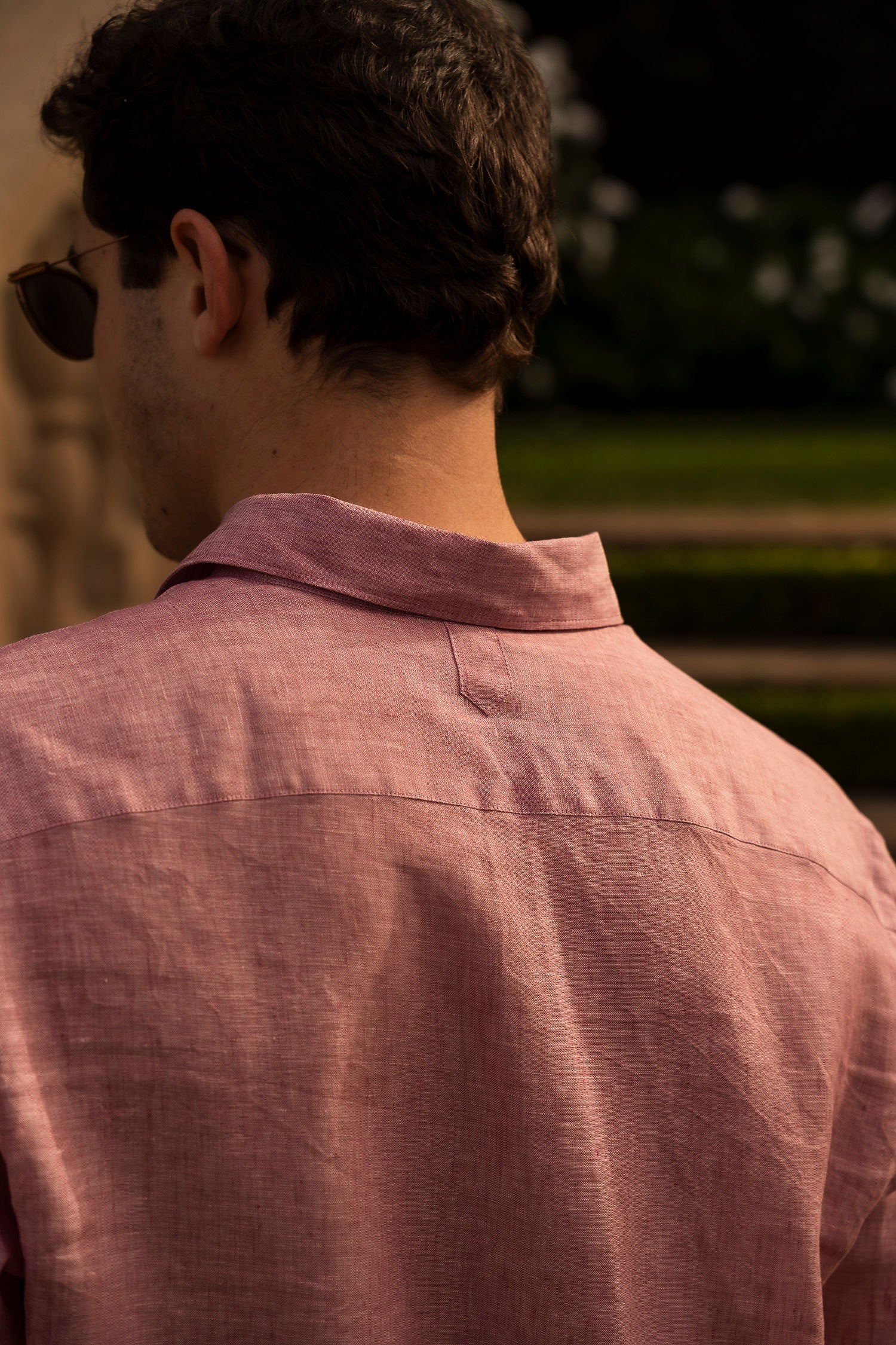 CANALI | Linen Shirt With Placket | Dark Pink
