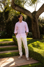 CANALI | Linen Shirt With Placket | Pink