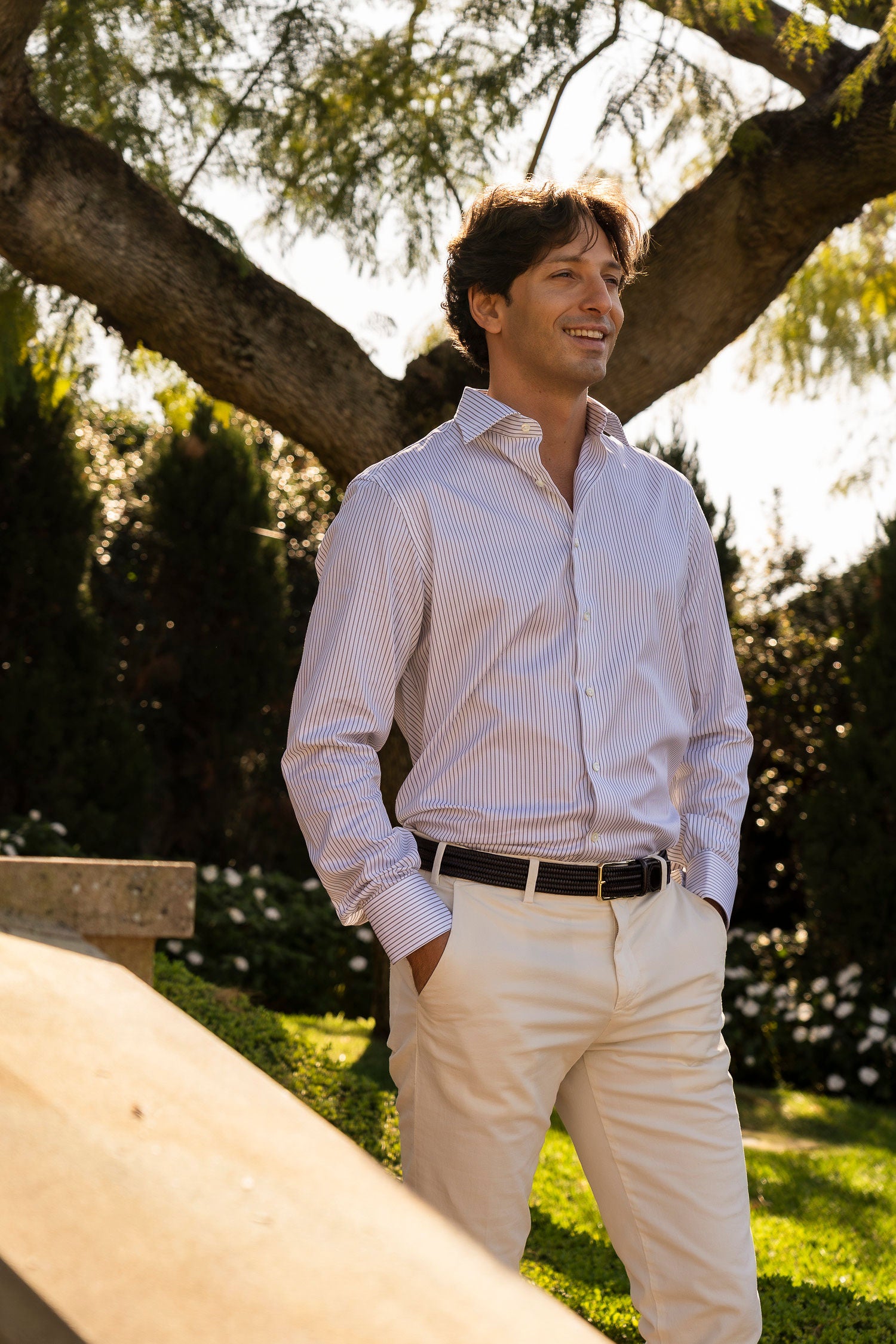 CANALI | Striped Shirt | Brown & White