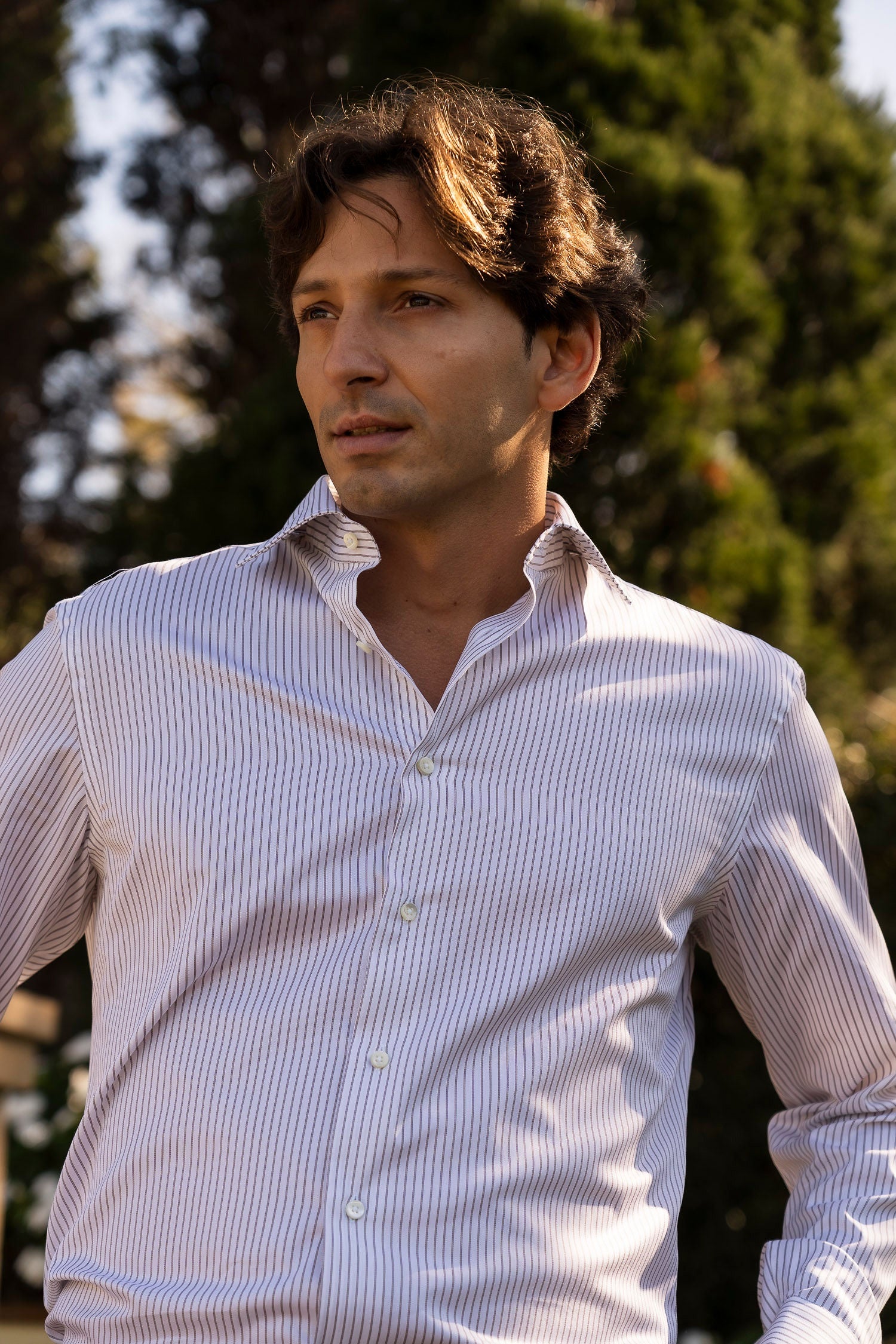 CANALI | Striped Shirt | Brown & White