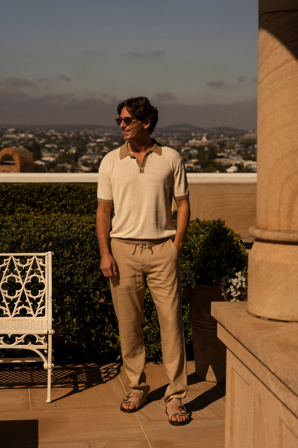 CANALI | Check Polo | Cream & Brown