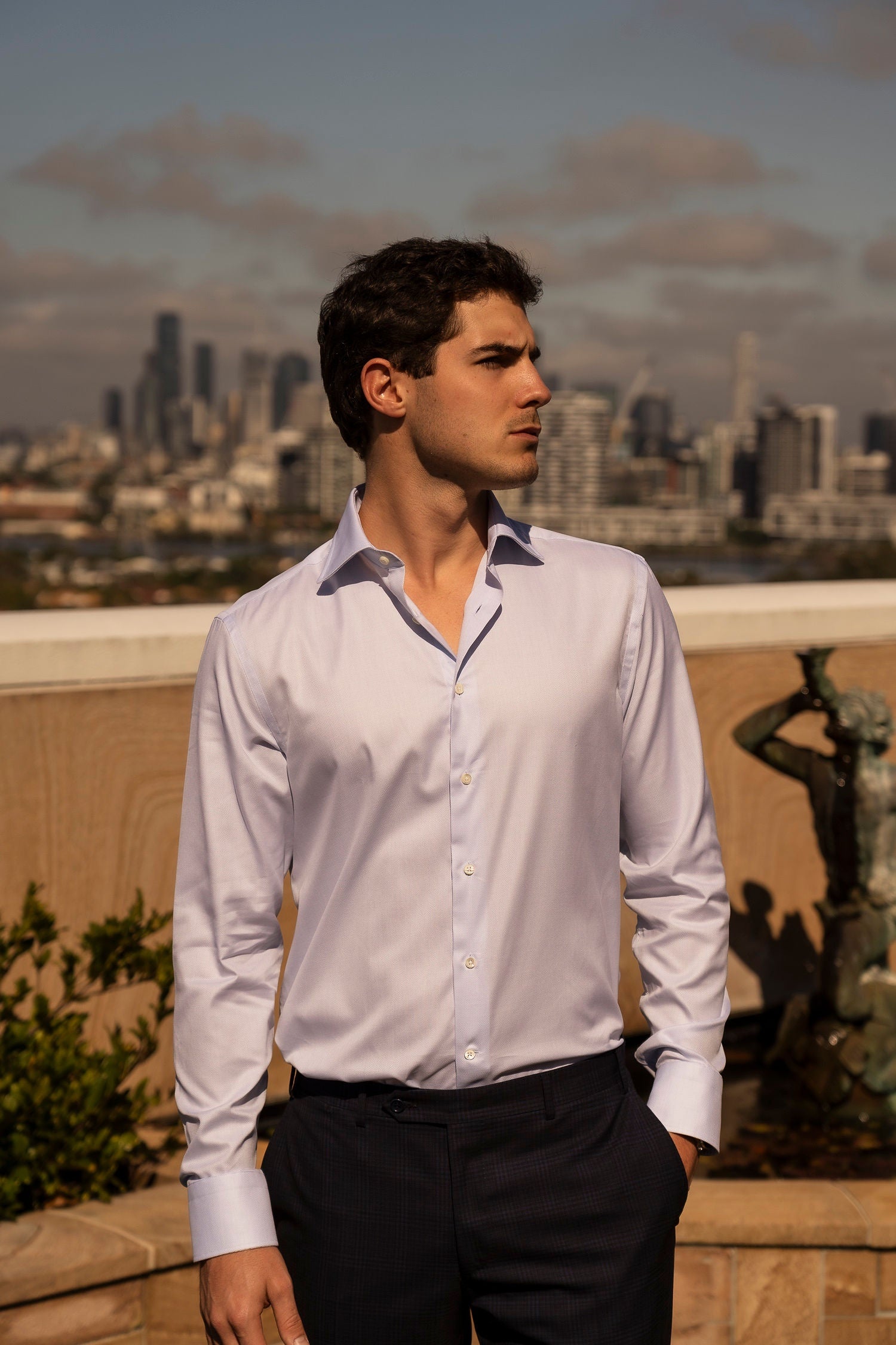 CANALI | Regular Fit Textured Shirt | Pale Blue