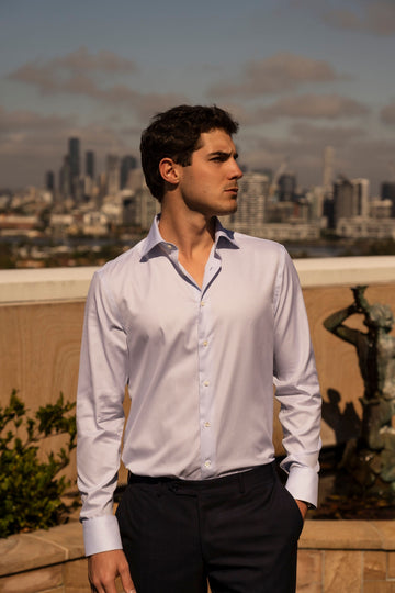 CANALI Pale Blue Regular Fit Textured Shirt