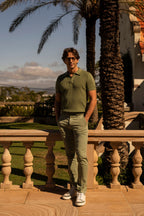 CANALI | Patterned Front Polo | Grass Green