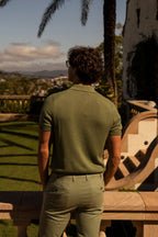 CANALI | Patterned Front Polo | Grass Green
