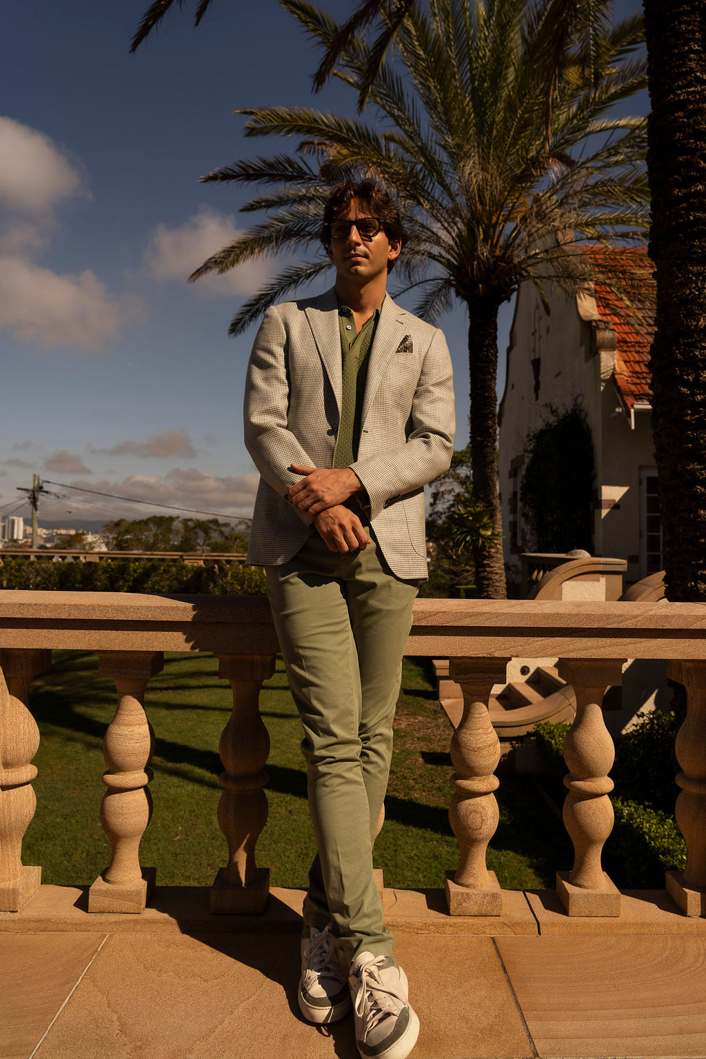 CANALI | Houndstooth Jacket | Green & Cream