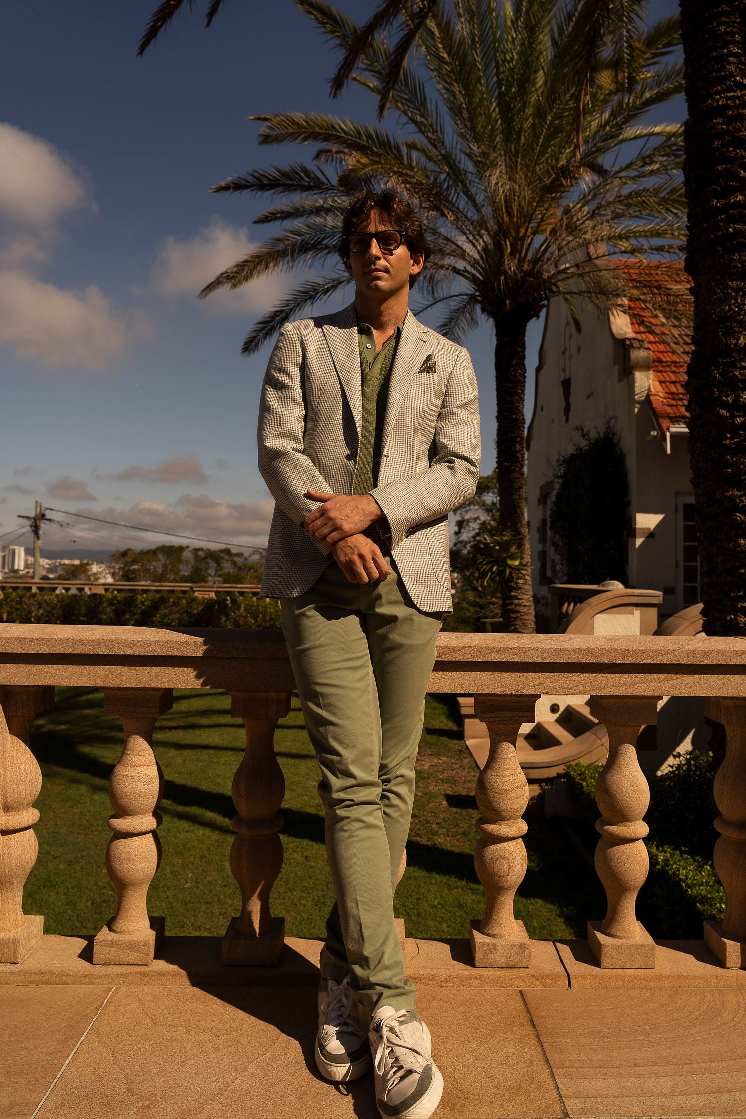 CANALI | Houndstooth Jacket | Green & Cream