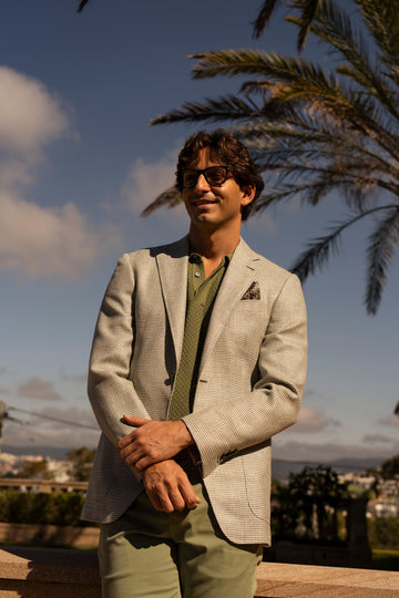 CANALI Green & Cream Houndstooth Jacket