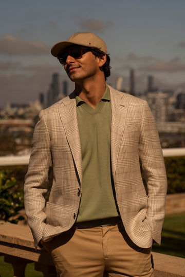 CANALI Beige & Cream Prince Of Wales Jacket