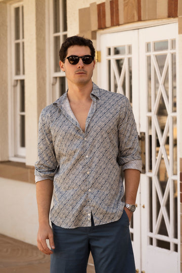 CANALI Dark Blue Leaf Shirt