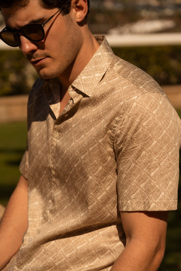 CANALI Beige-Brown Leaf Shirt