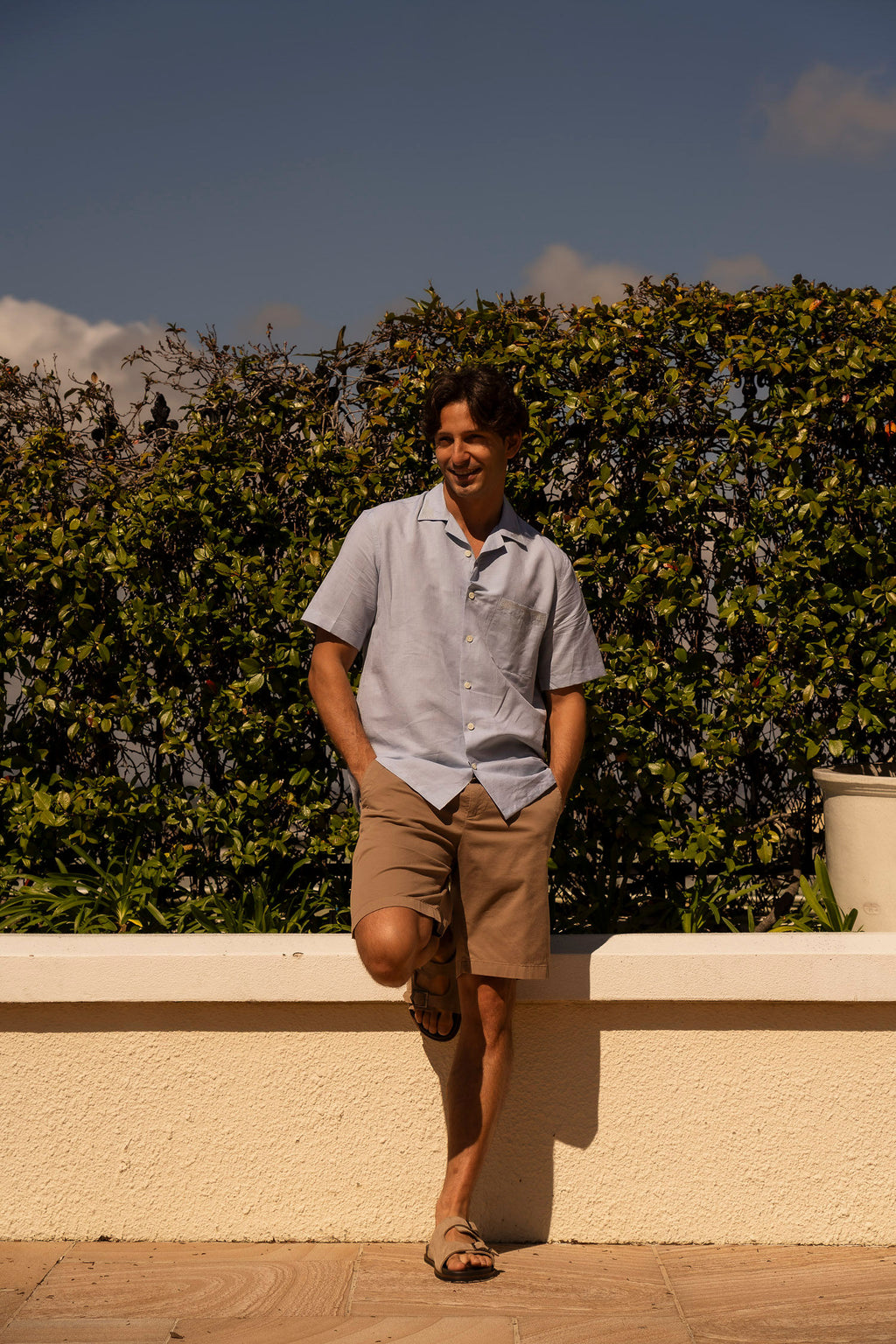 CANALI | Short Sleeve Shirt With Embroidery | Sky