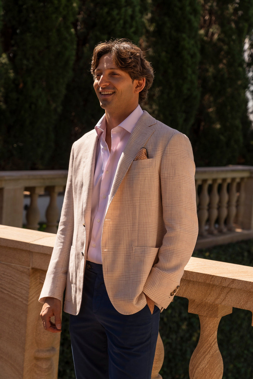 CANALI | Prince Of Wales Jacket | Pink & Cream