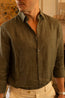 CANALI | Linen Shirt With Placket | Forest Green