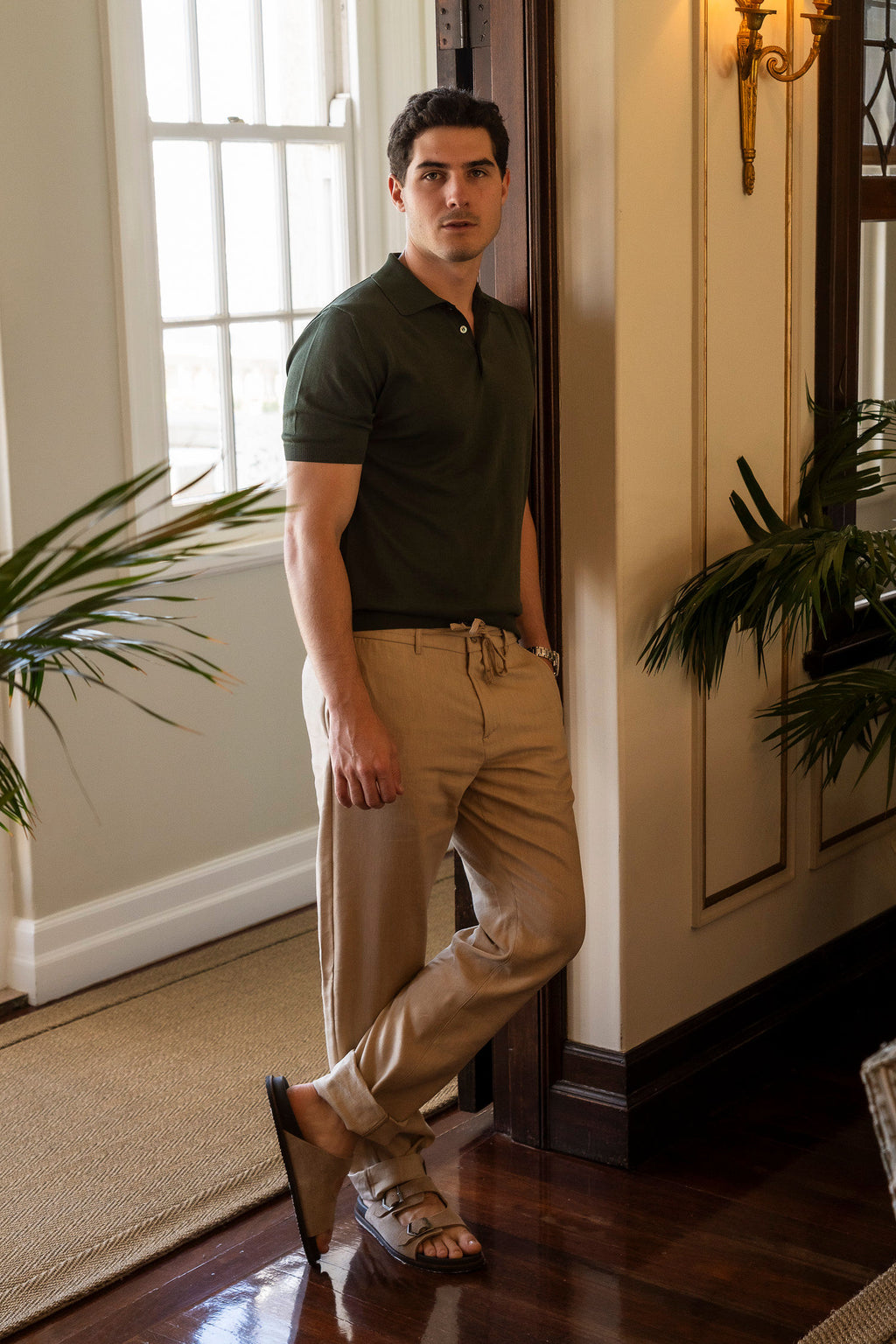 CANALI | 3-Button Neck Polo | Forest
