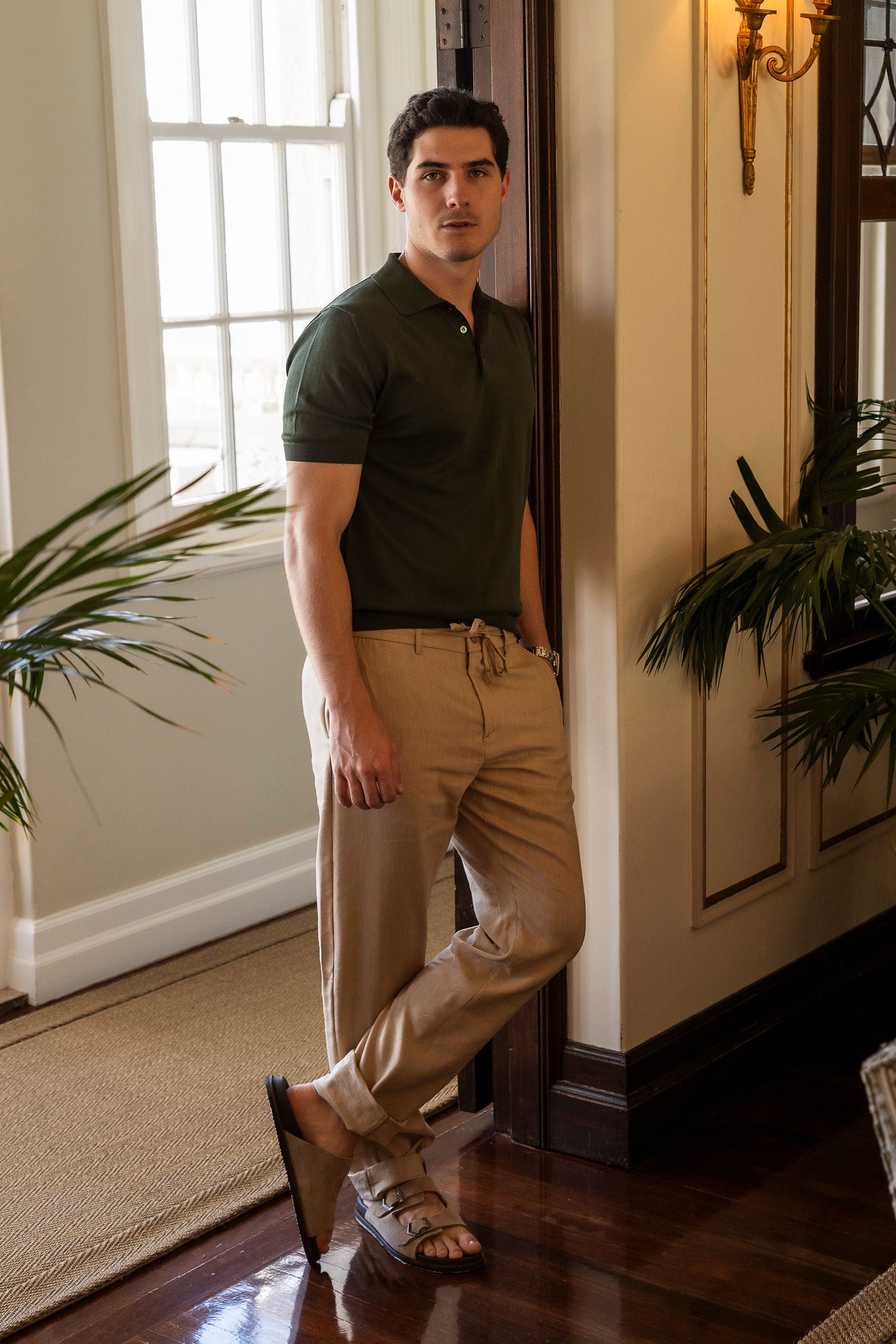 CANALI | 3-Button Neck Polo | Forest