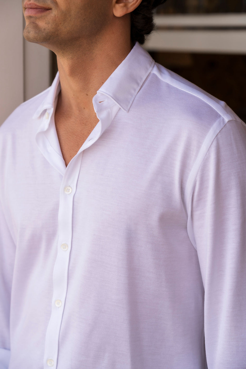 CANALI | Cotton-Lyocell Textured Shirt | White