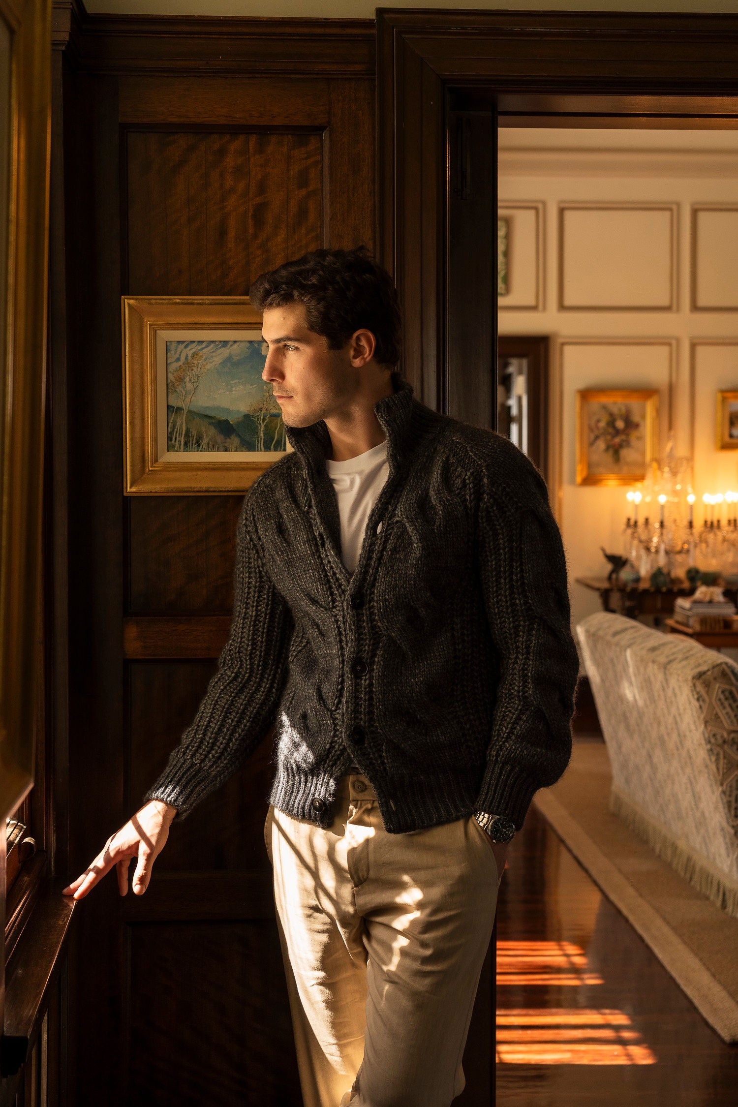 CANALI | Chunky Button-Up Knit | Charcoal