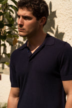 CANALI | Patterned Front Polo | Navy