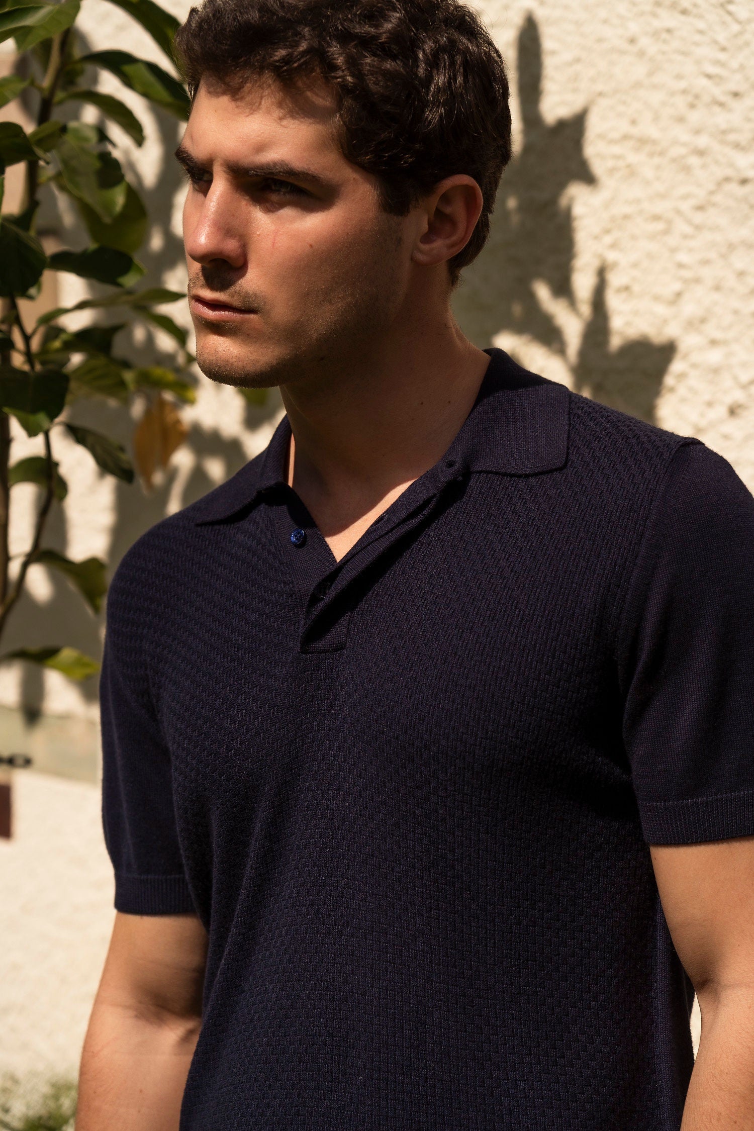 CANALI | Patterned Front Polo | Navy