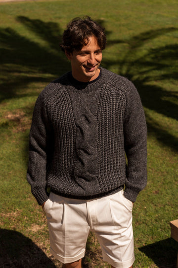 CANALI Charcoal Chunky Crew Neck