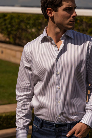 CANALI Green-Grey Striped Shirt