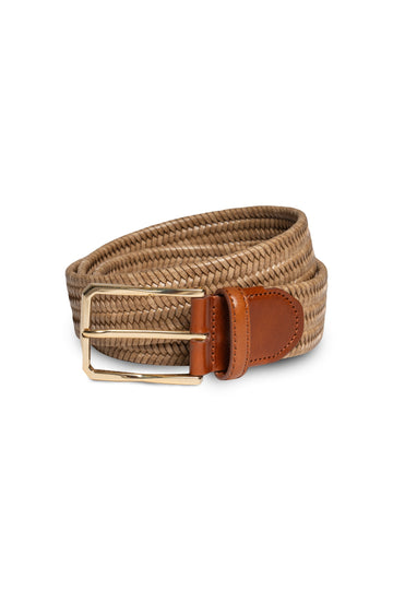 CANALI Beige Plaited Belt