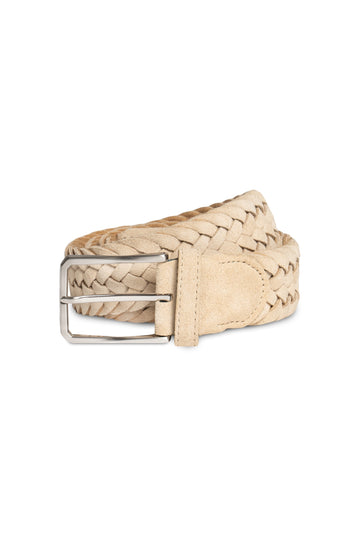 CANALI Sand Plaited Suede Belt