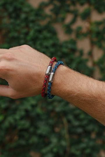 MO BRACELET LEATHER 2-TONE PLAIT