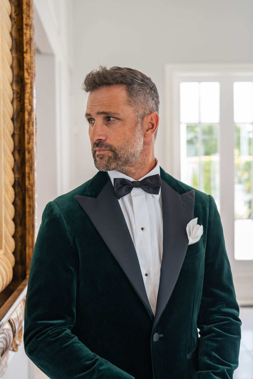 Green Velvet Blazer Men's Green Velvet Peak Lapel Tuxedo Blazer